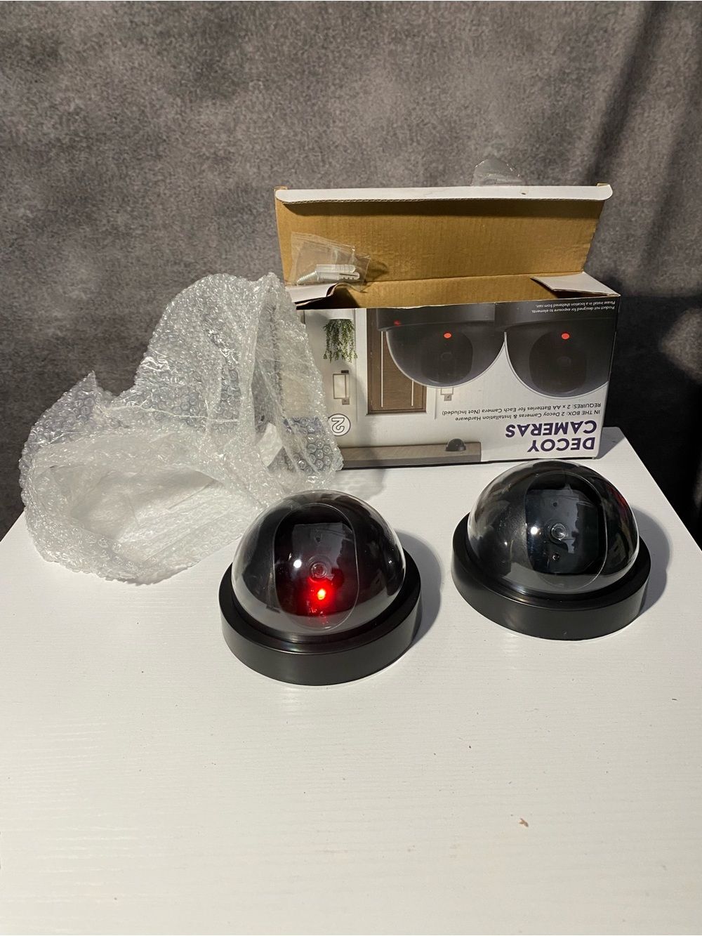 Inno Five 2 Pack Decoy Security Cameras Fake Dome CCTV Flashing LED Light Indoor